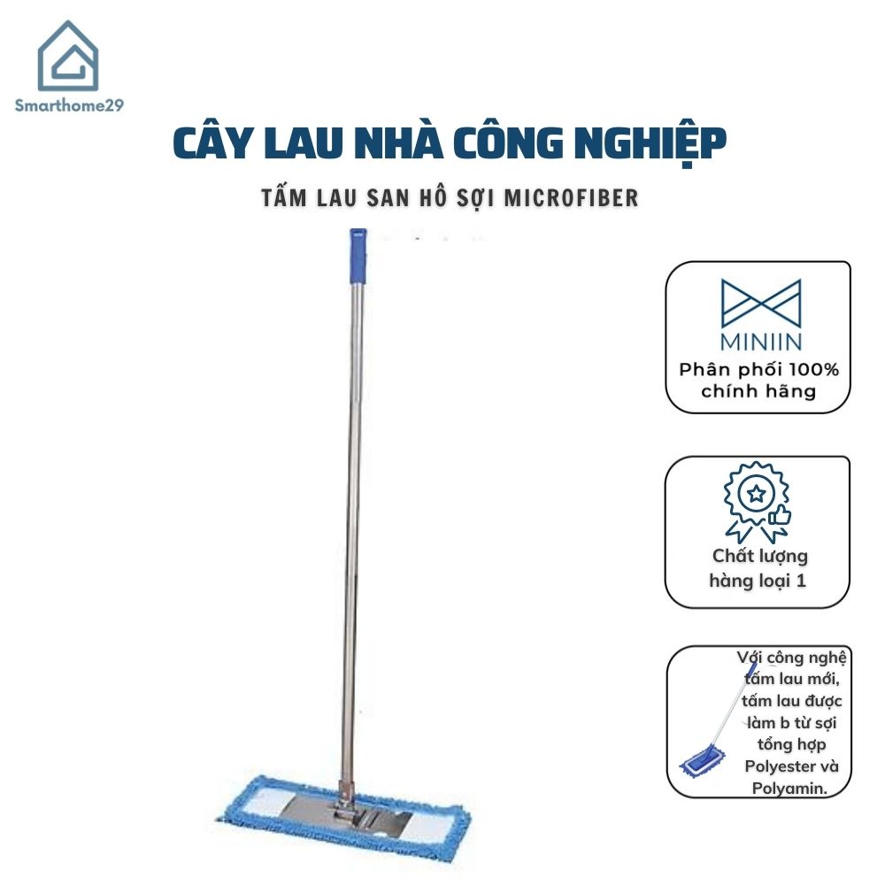 Cây Lau Nhà Công Nghiệp San Hô Sợi Microfiber 60cm , Chổi Lau Bẹ San Hô 360 Siêu Sạch Siêu Thấm Hút Tiết Kiệm - Chính Hãng MINIIN