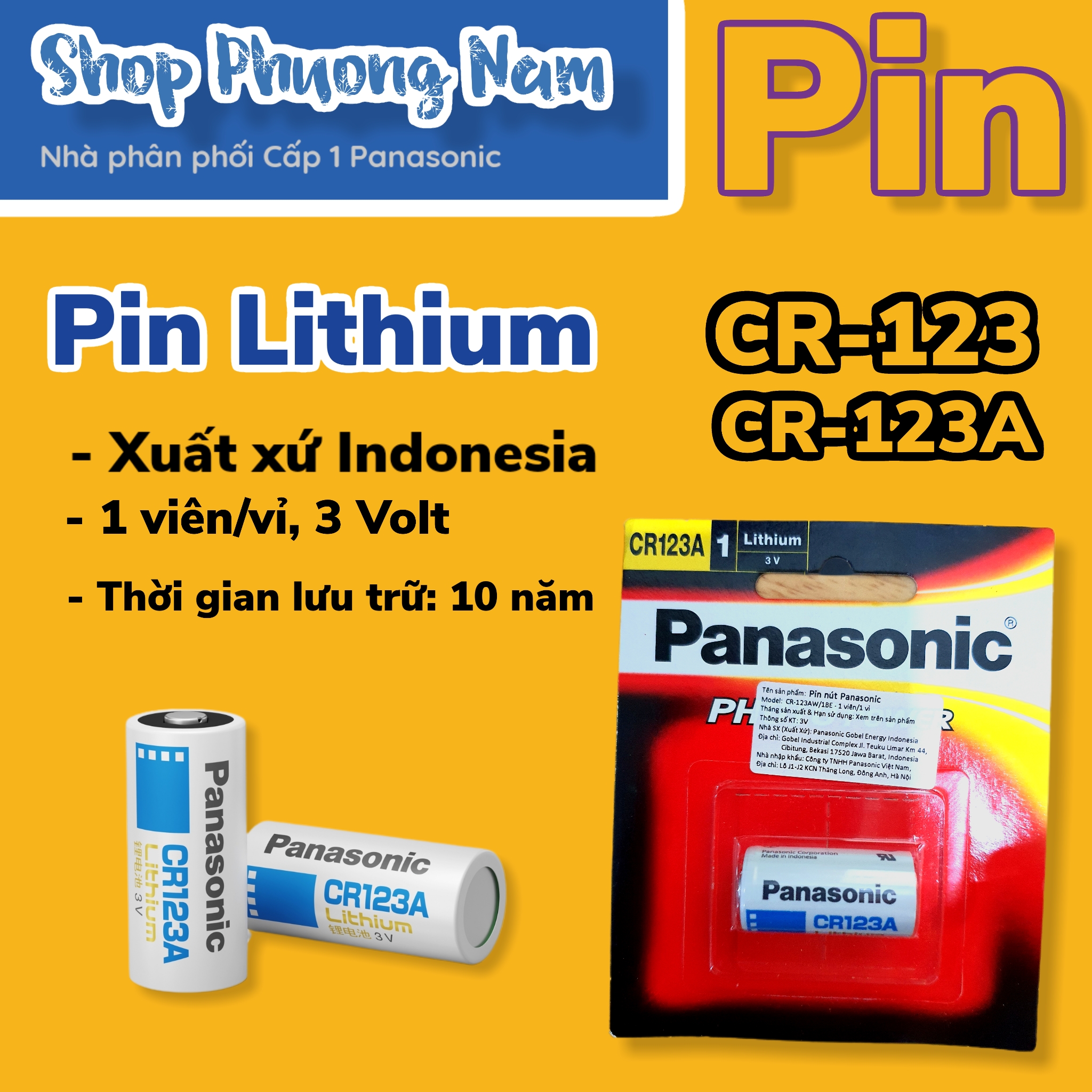 Pin Lithium Panasonic CR-123AW