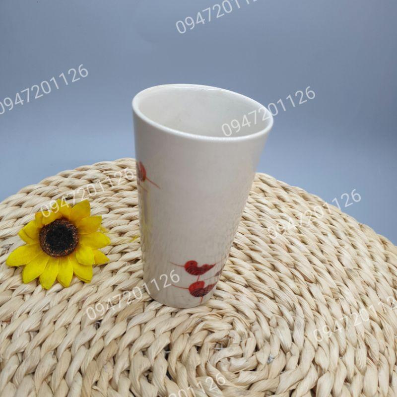 Cốc sứ dáng trụ thon 250ml vẽ hoa văn dễ thương - Cốc uống nước cốc uống cà phê - Gốm sứ Bát tràng