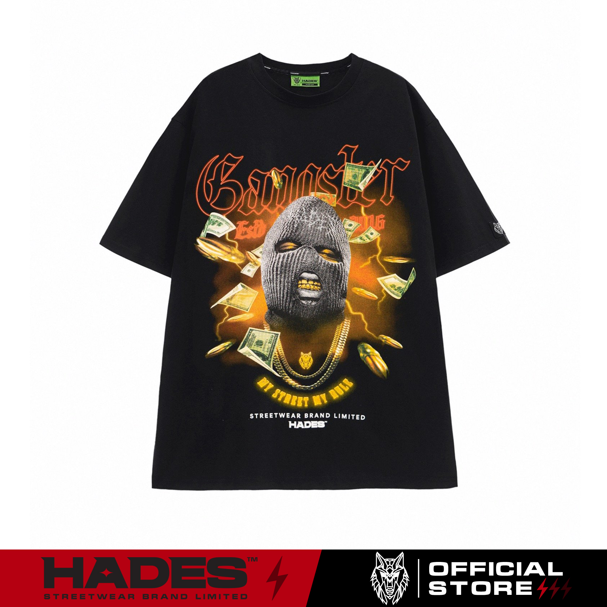 Áo Thun Tay Lỡ Unisex GANGSTA 100% Cotton - HADES Brand Chính Hãng