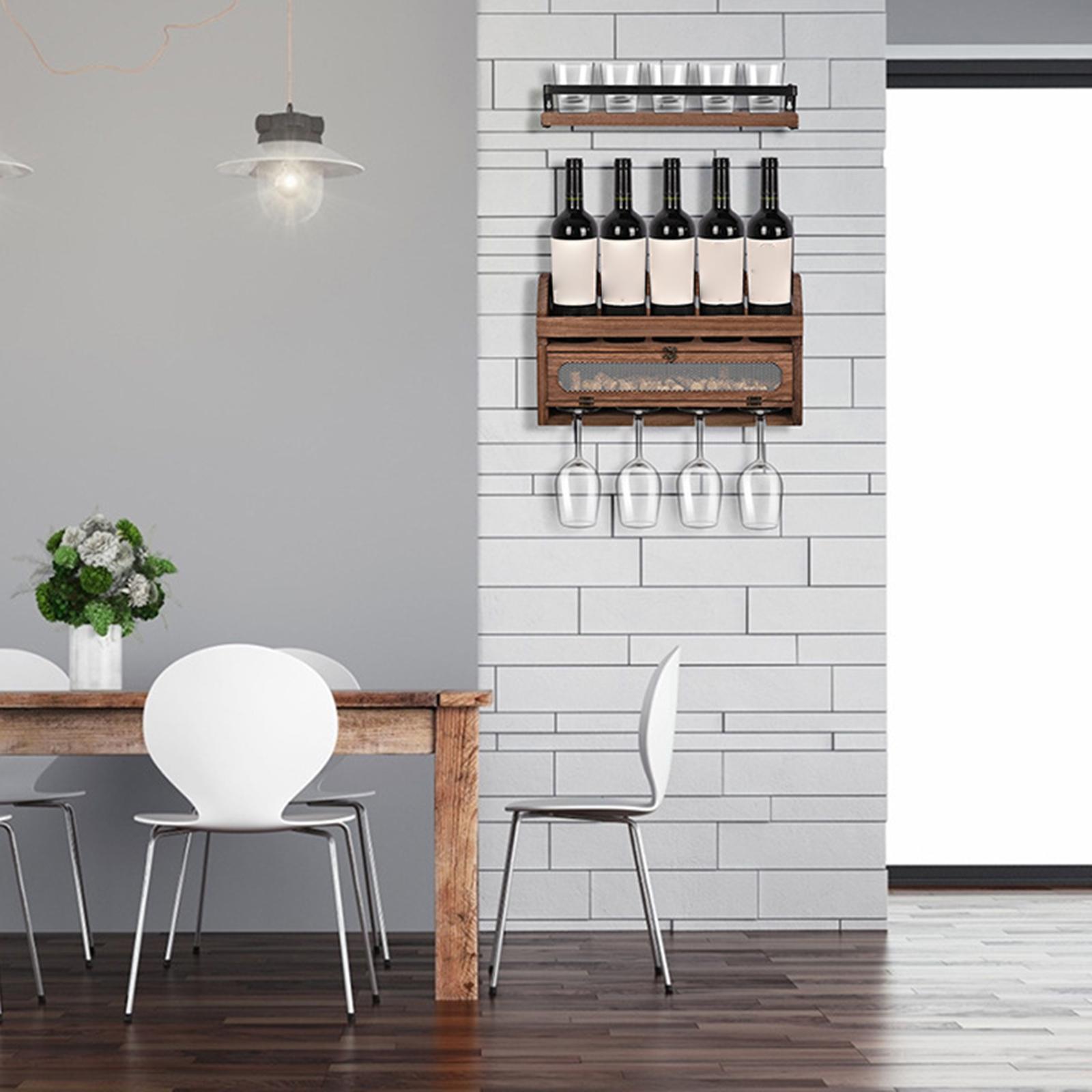 Wall Mounted Rack Glass Holder Storage Shelf Home & Kitchen Decor