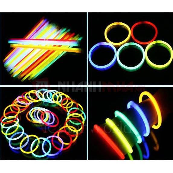 Combo 100 Que Dạ Quang Glow Stick Phát Sáng Kèm 100 Đầu Nối