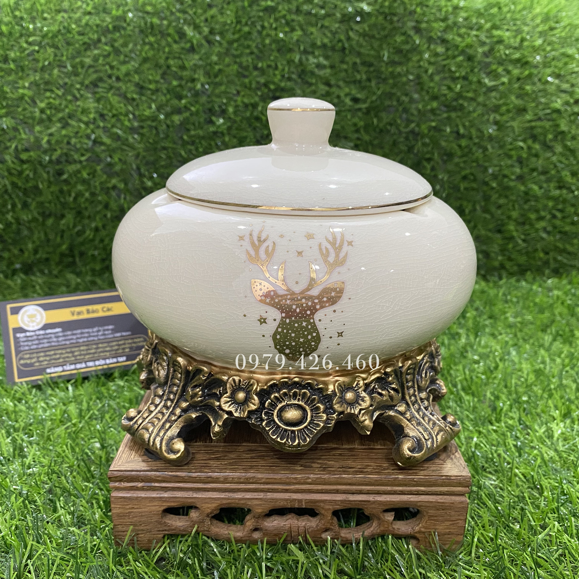 Gạt tàn gốm mạ vàng 18k cao cấp - Gạt tài Cigar