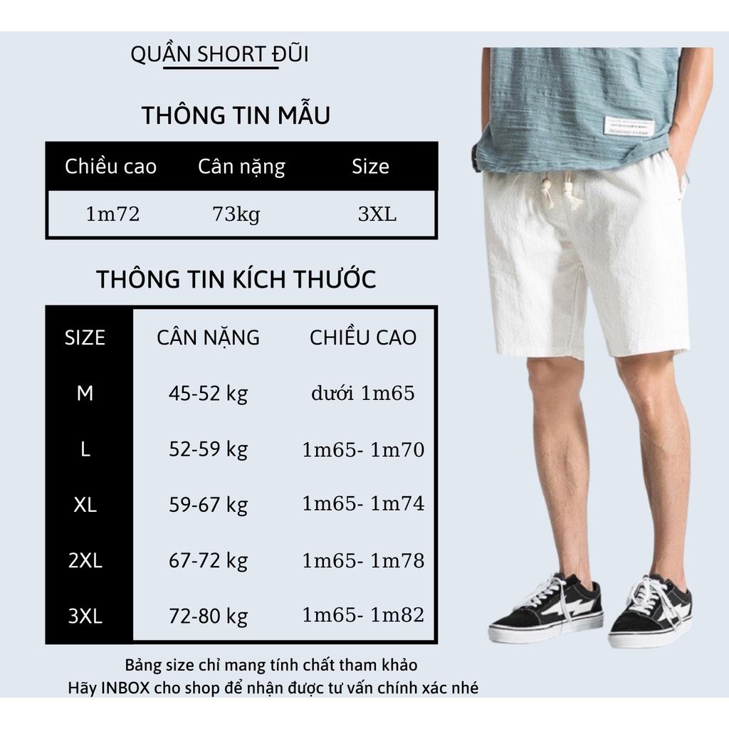 Quần short nam Pantoni chất đũi mềm mát, quần ngố nam chuẩn form cạp chun dây rút(SD79