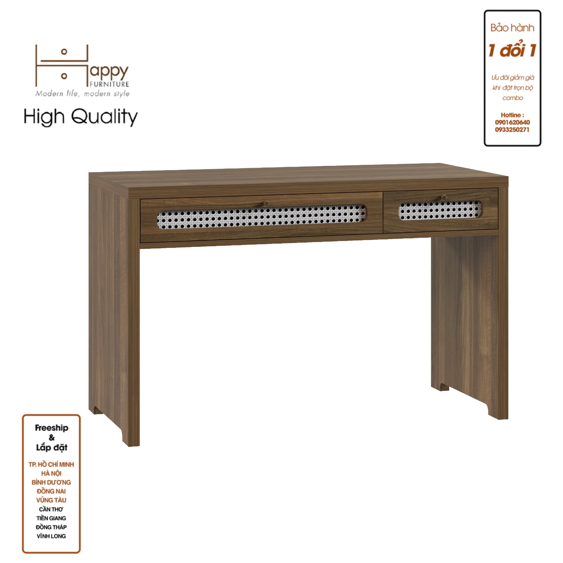 MEYDAN , Bàn làm việc 2 ngăn kéo , 120cm x 55cm x 75cm , BAN_042