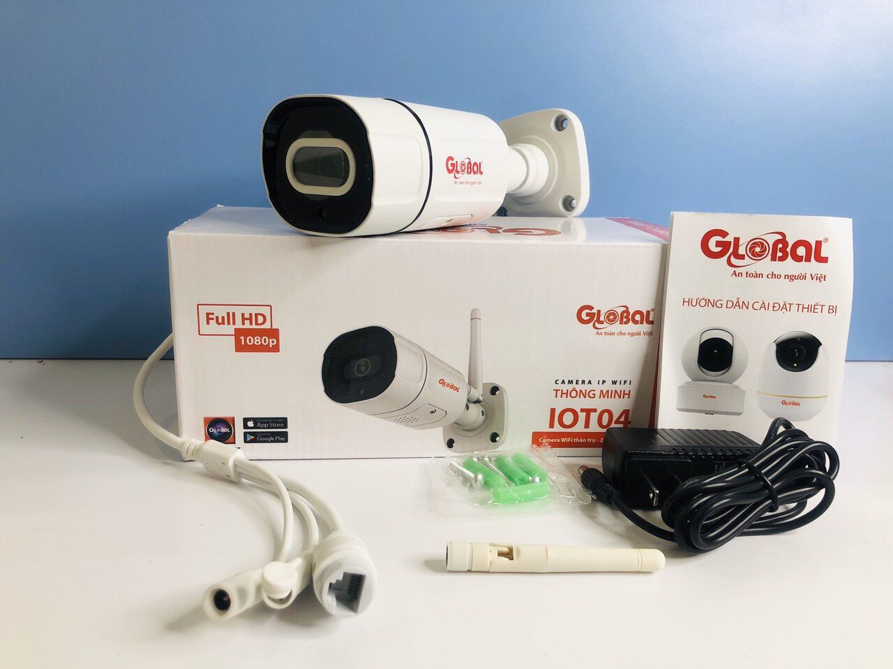 Camera IP Wifi ngoài trời Global IOT04, 2.0Mp, Đàm thoại 2 chiều, Báo động, App Global Smart - Hàng chính hãng