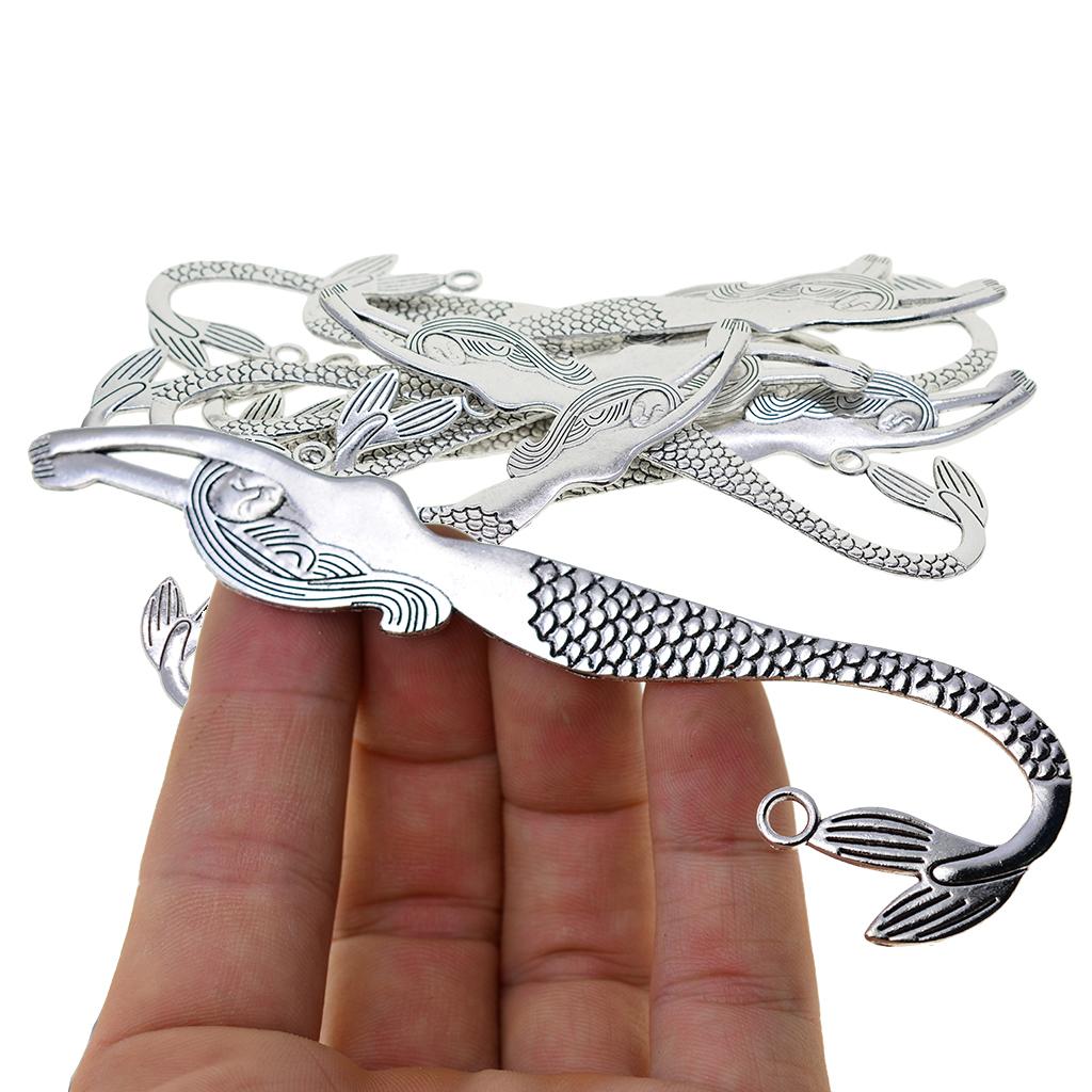 10 Miếng Vintage Nàng Tiên Cá Đánh Dấu Trang Sách Móc Với Vòng DIY Làm Trang Sức