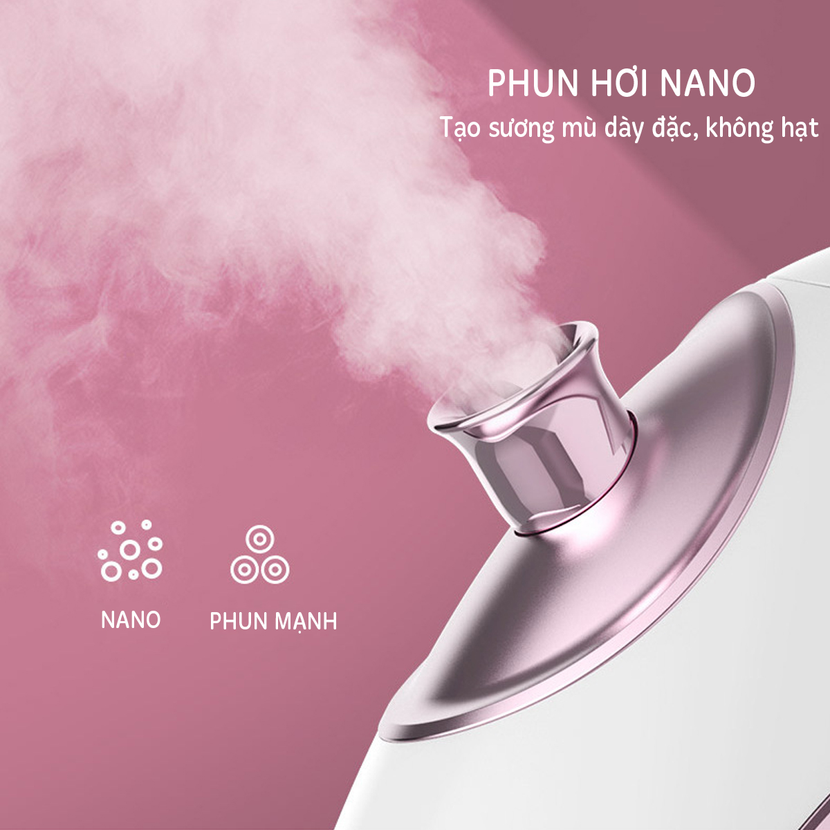 Máy Xông Hơi Mặt Nóng Lạnh Thông Minh Thế Hệ Mới-6 chế độ xông, xông NANO ION kháng khuẩn, Vòi phun xoay 360 độ