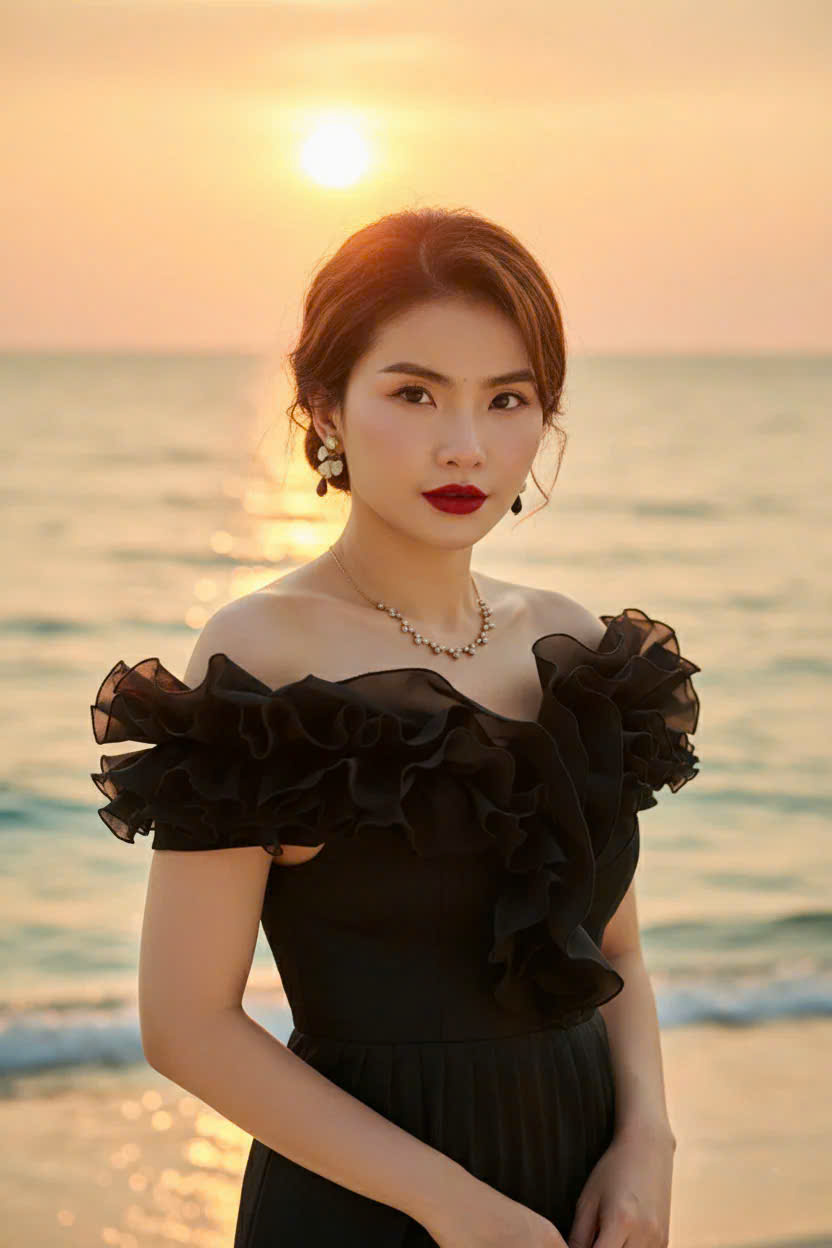 Đầm Maxi Trễ Vai, Đầm Dài Đi Tiệc, Đầm Dạ Hội Đen thời trang thiết kế Hity