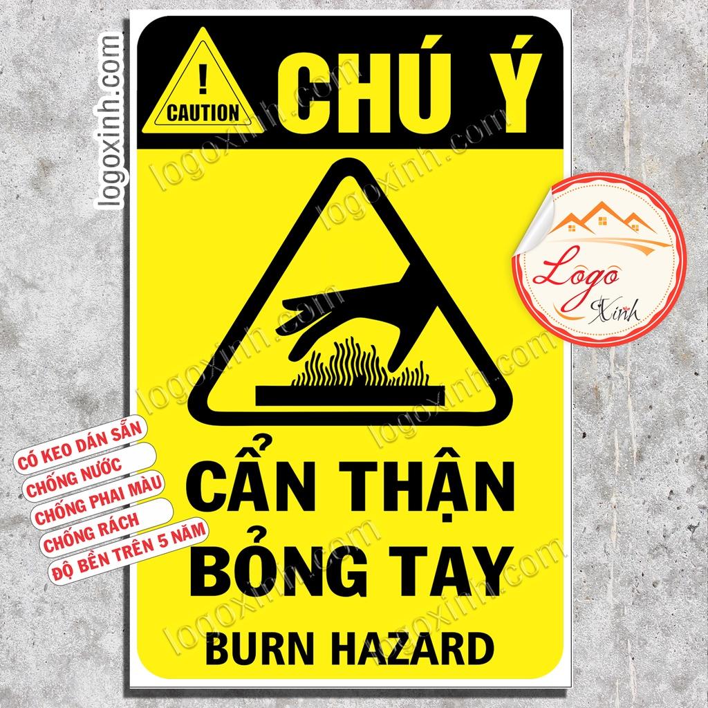 LOGO TEM STICKER BIỂN CẢNH BÁO CẨN THẬN BỎNG TAY, HOT SURFACE CAUTION BURN HAZARD- BIỂN CẢNH BÁO AN TOÀN LAO ĐỘNG