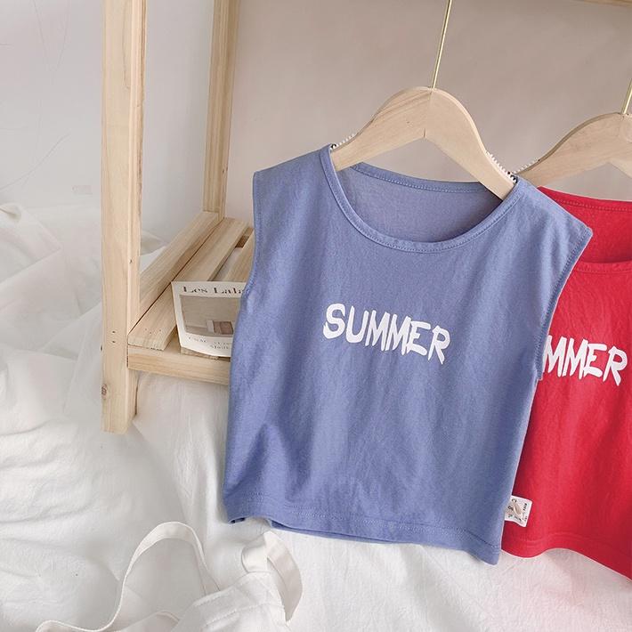 Áo thun ba lỗ sát nách bé trai 1 2 3 4 5 6 7 tuổi cotton mềm mại co giãn thêu summer Quần áo trẻ em mùa hè AO22008