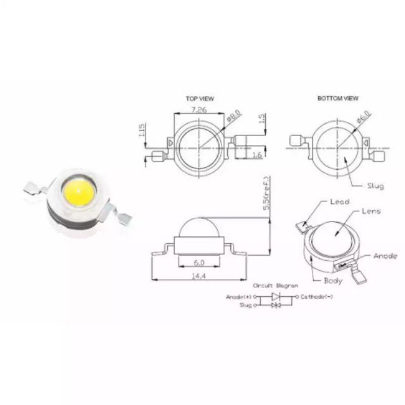 Combo 10 bóng đèn led luxeon 1w các loại màu. vàng. đỏ .xanh