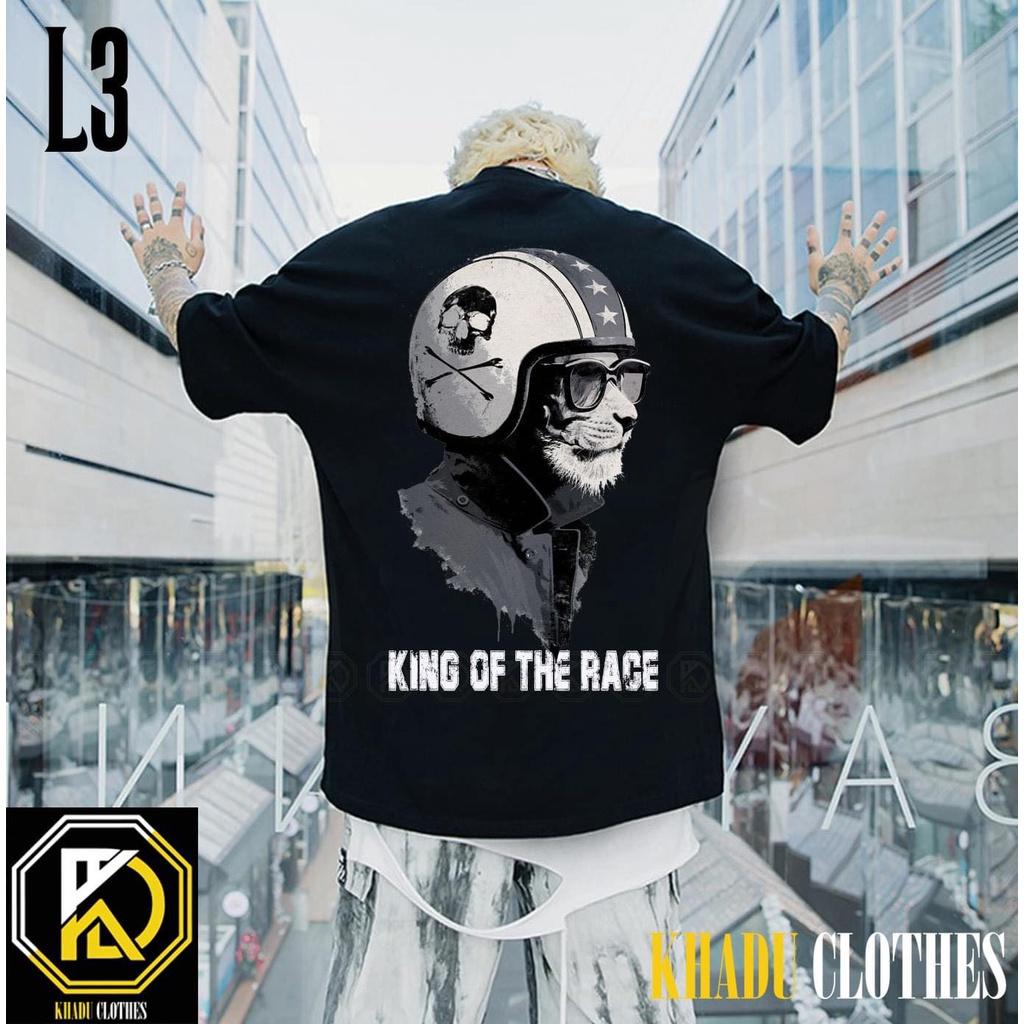 ÁO THUN UNISEX NAM NỮ king of the race cọp đội nón bảo hiểm