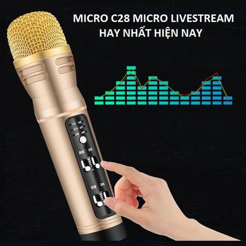 Micro thu âm C28 Livestream karaoke cao cấp, tặng kèm tai nghe