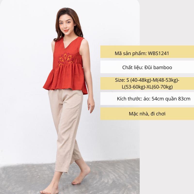 Đồ ngủ, pijama mặc nhà cao cấp nữ Freedy - WBS1241