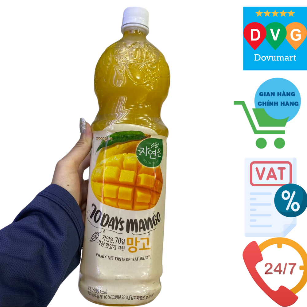 Nước Xoài Tự Nhiên Woongjin Hàn Quốc Chai 1.5L / 웅진) 자연은 망고 1.5L