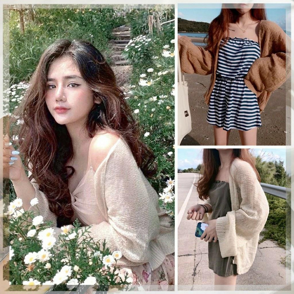Áo khoác len Cardigan MỎNG DÁNG DÀI loại 1 mặc 4 mùa phong cách Hàn Quốc