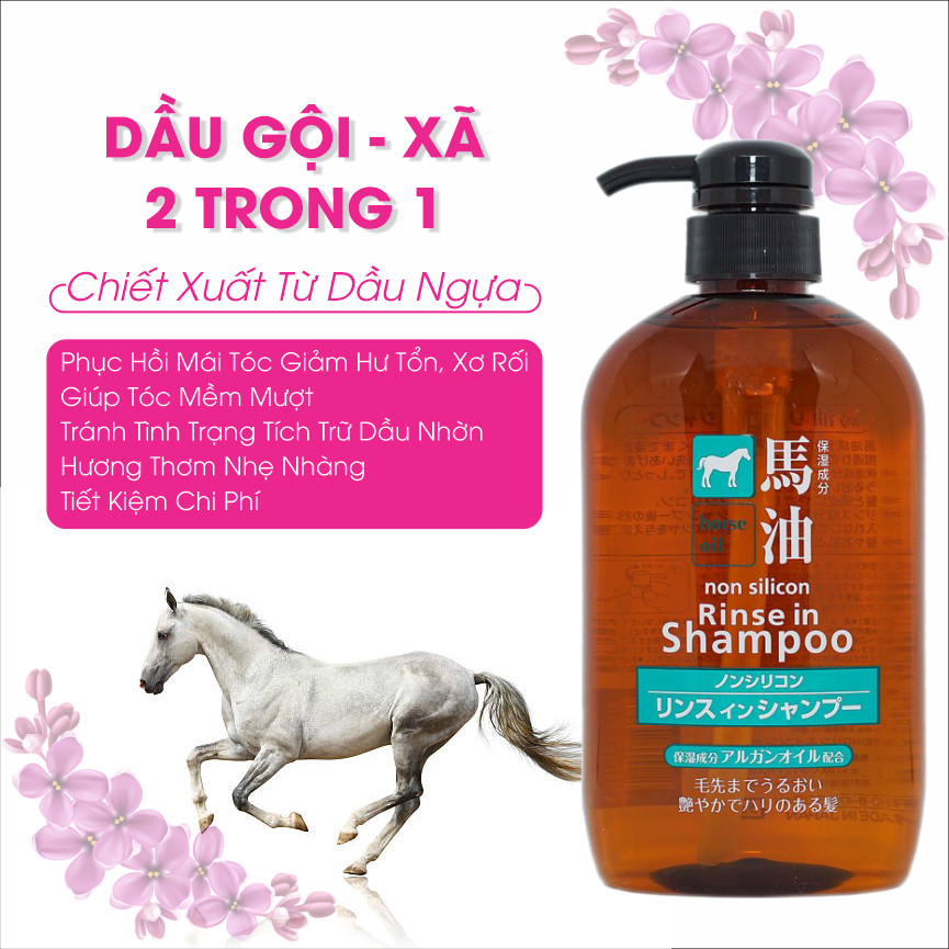 Dầu Gội - Xả 2 Trong 1 Phục Hồi Tóc Hư Tổn Chiết Xuất Từ Dầu Ngựa Deve Horse Oil Rinse In Shampoo (600mL)