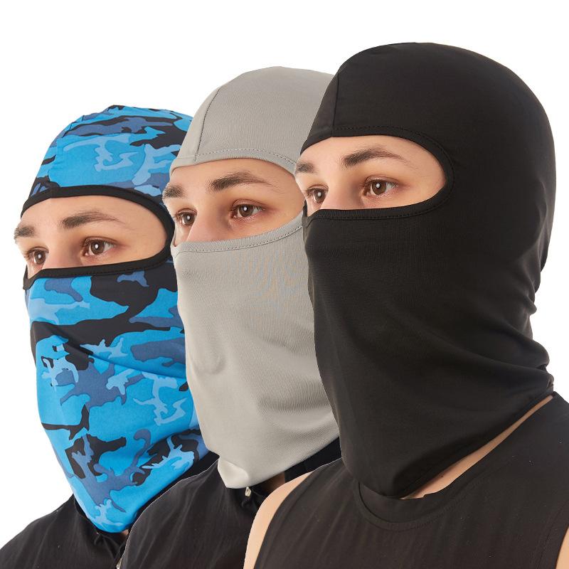 Mặt nạ xe máy đạp xe Balaclava Full Cover Face Mat Balaclava nhanh khô Lycra Ski cổ Summer Sun Protection Color: Gray camo