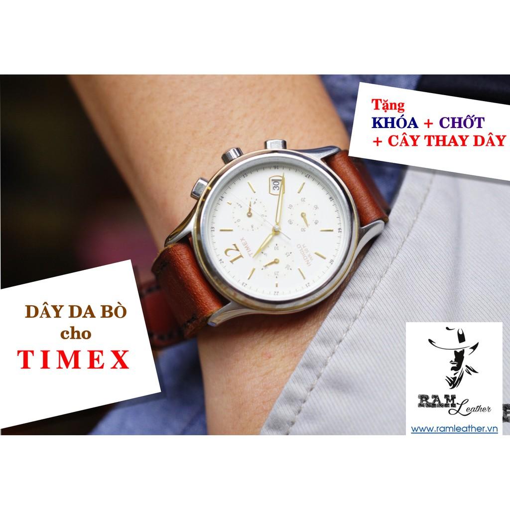 DÂY TIMEX DA BÒ THẬT - RAM LEATHER - TẶNG KHÓA, CHỐT, CÂY THAY DÂY