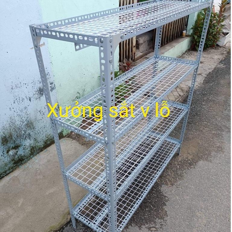 Kệ sắt v Lỗ ( lưới sắt ô vuông) Rộng 40cm x Dài 1M ( cao 60-80-1m-1,2M-1,5M) nhiều tầng