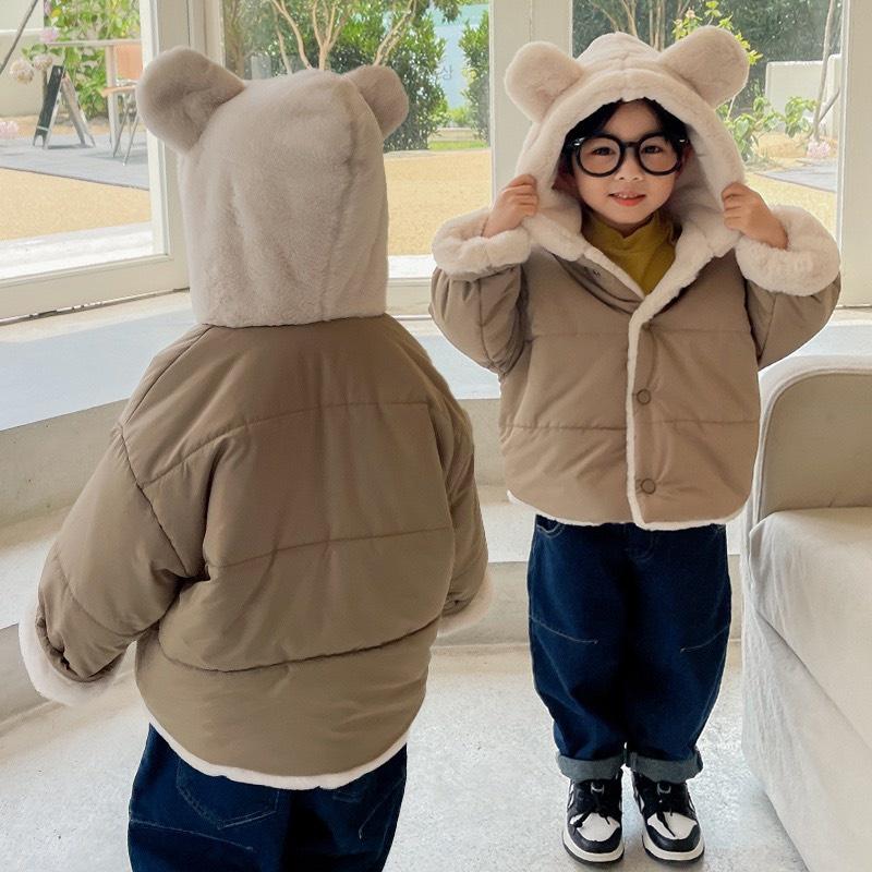 Áo khoác trẻ em, áo phao lót lông cho bé gái bé trai phong cách Hàn Quốc siêu ấm size từ 9kg đến 21kg Xu Xu Kids