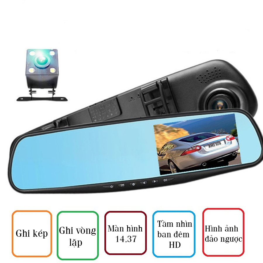 Camera hành trình ô tô xe hơi CAR365 Chính Hãng, Màn 4.3 inch Có cả cam trước và cam sau tiện lợi, Chất lượng Full HD 1080 -CAR19