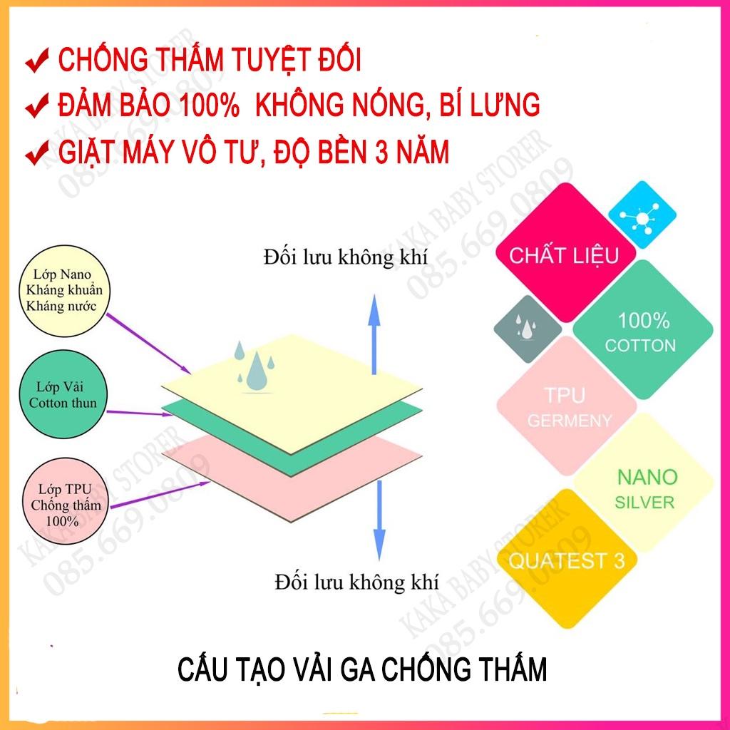 Ga chống thấm cho bé chất liệu cotton cao cấp, chống thấm nước tuyệt đối, bé tè lau là sạch