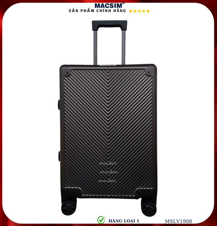 Vali hợp kim nhôm cao cấp Macsim MSLV1908 hàng loại 1 cỡ 20 inches màu đen-bạc