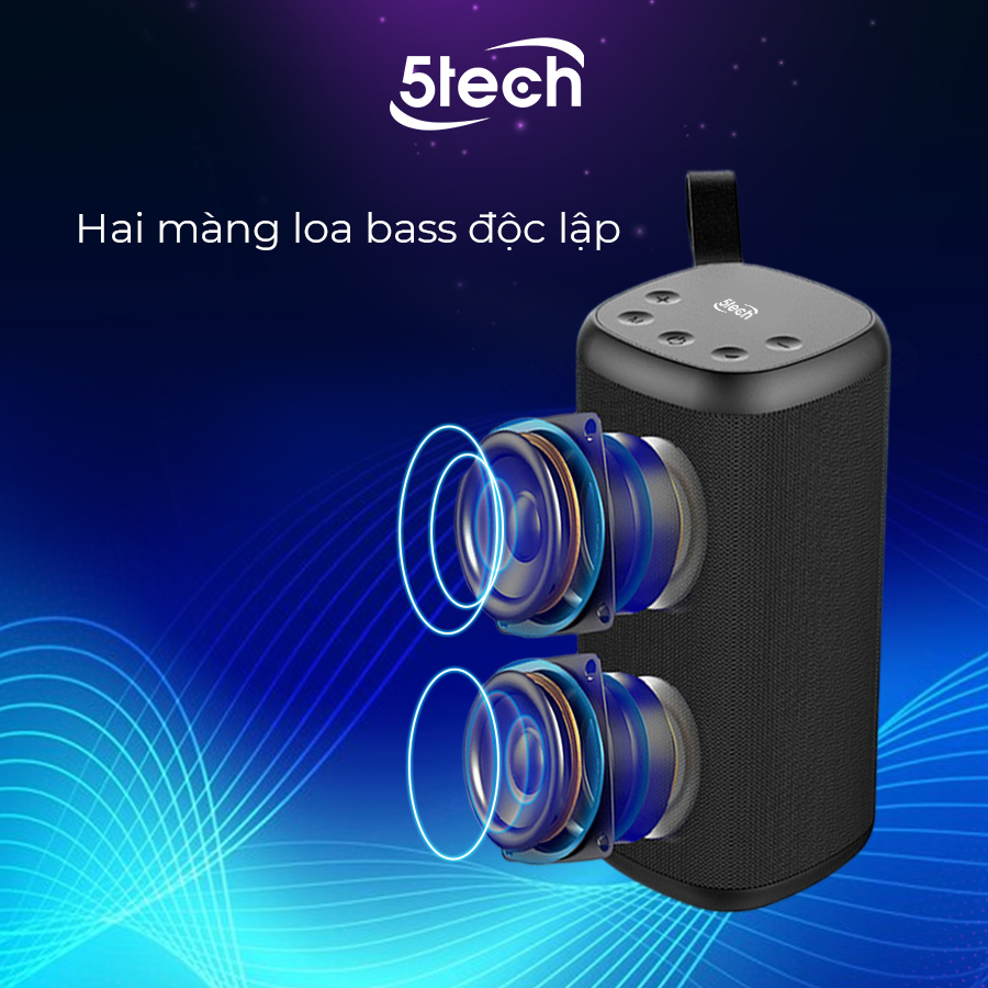 Loa bluetooth 5TECH BS2 hàng chính hãng, loa mini cầm tay di động nghe nhạc cực hay hỗ trợ cắm thẻ nhớ, USB dành cho điện thoại, máy tính...