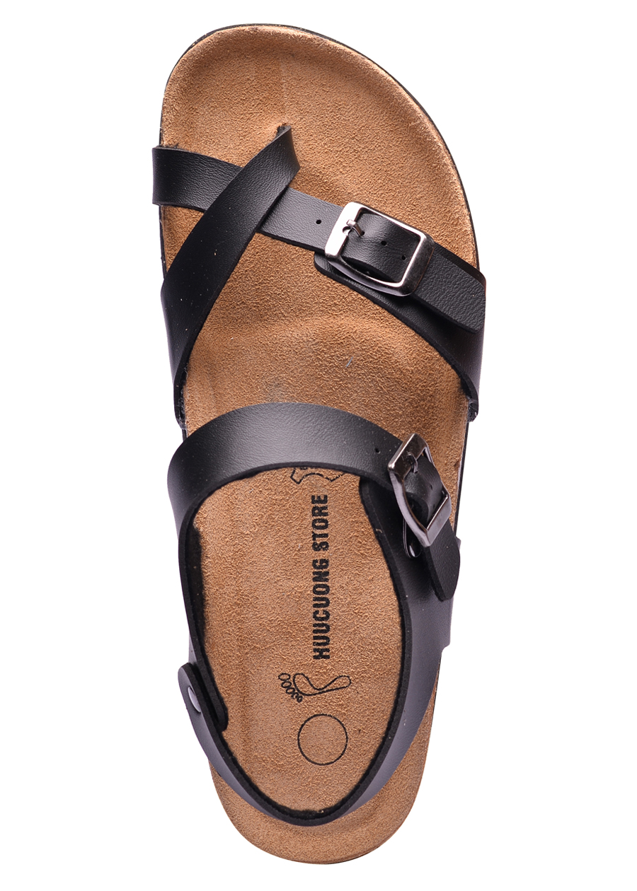 Giày Sandal Nữ Xỏ Ngón Đen Đế Trấu HuuCuong 2133