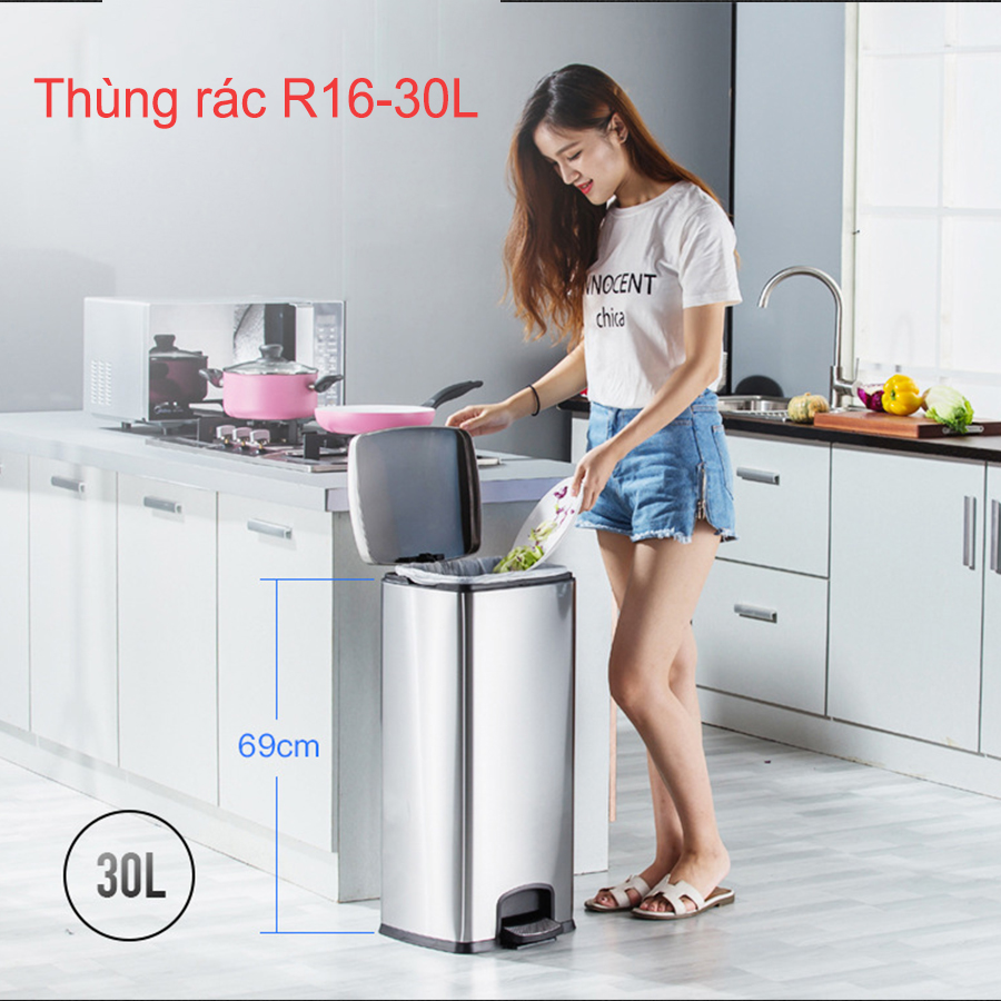 Thùng rác VIKIT R16-30L chất liệu INOX 304 cao cấp nhất