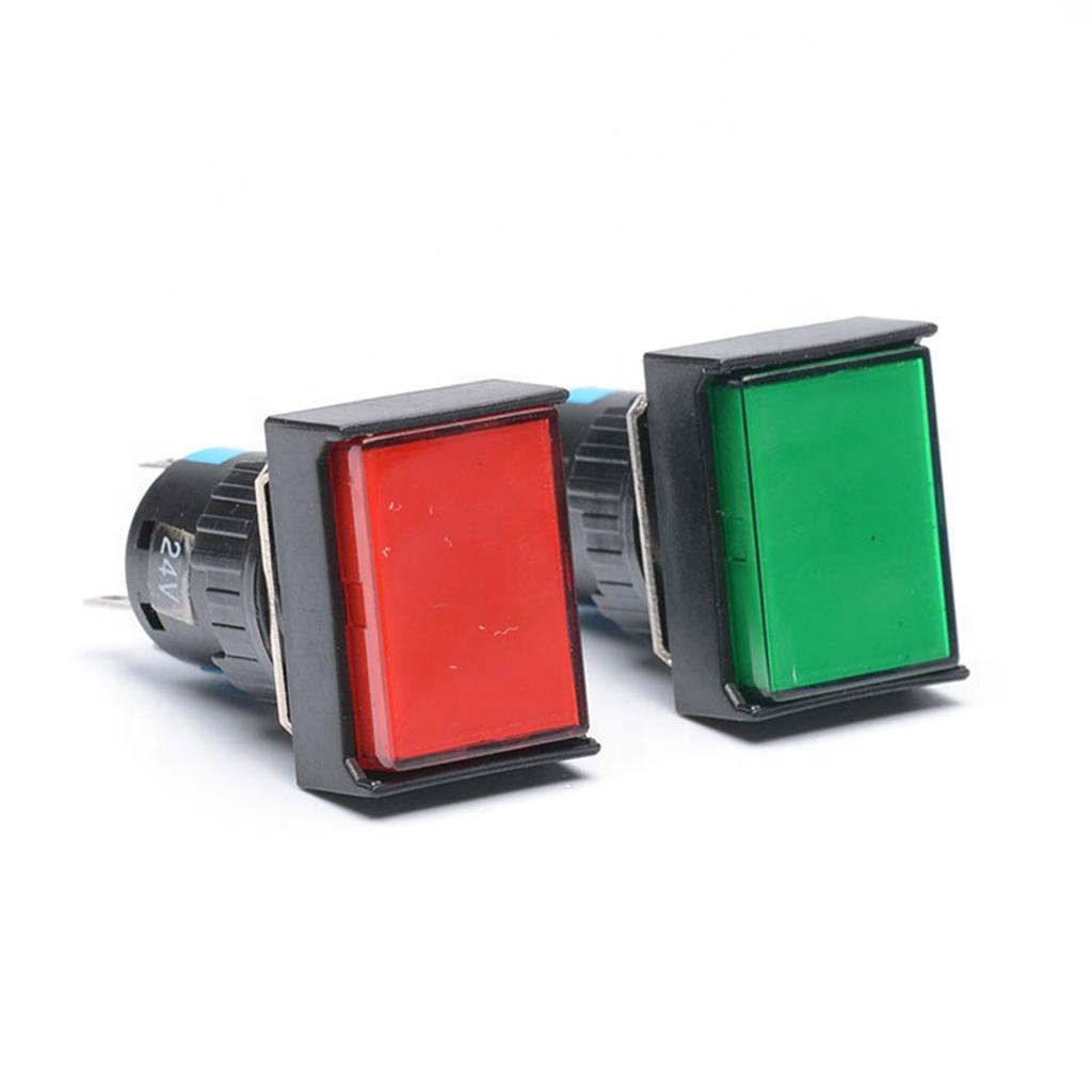 2-6pack DC 24V Push Button Momentary Self Reset Rectangle Switch w/ LED Light