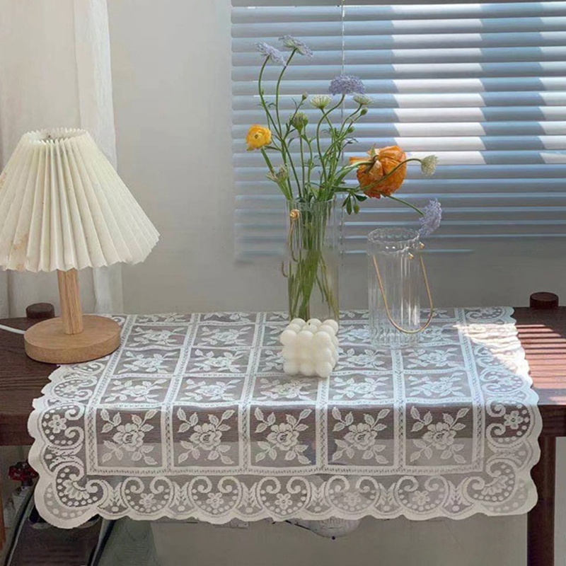 Khăn trải bàn vải ren trắng in hoa văn dập nổi phong cách Pháp tuyệt đẹp sang trọng trải bàn tròn, bàn chữ nhật, bàn vuông decor phòng khách, phòng ngủ, phông nền chụp ảnh KB-03