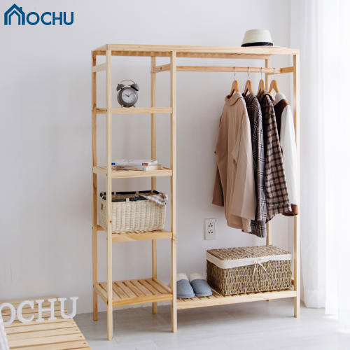 Kệ Treo Quần Áo Khung Gỗ Thông 2 Ngăn OCHU - Double Hanger - White