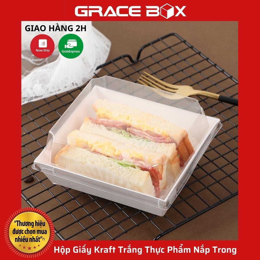 Lốc 10 Hộp Giấy Kraft Trắng Thực Phẩm Nắp Trong