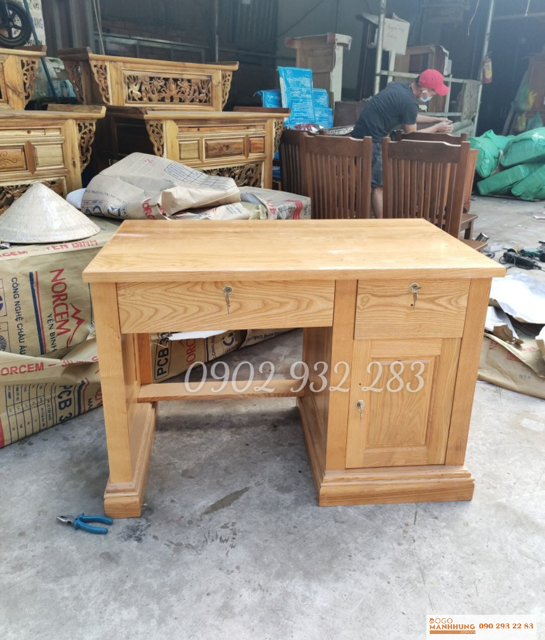 Bàn làm việc gỗ sồi 1m20