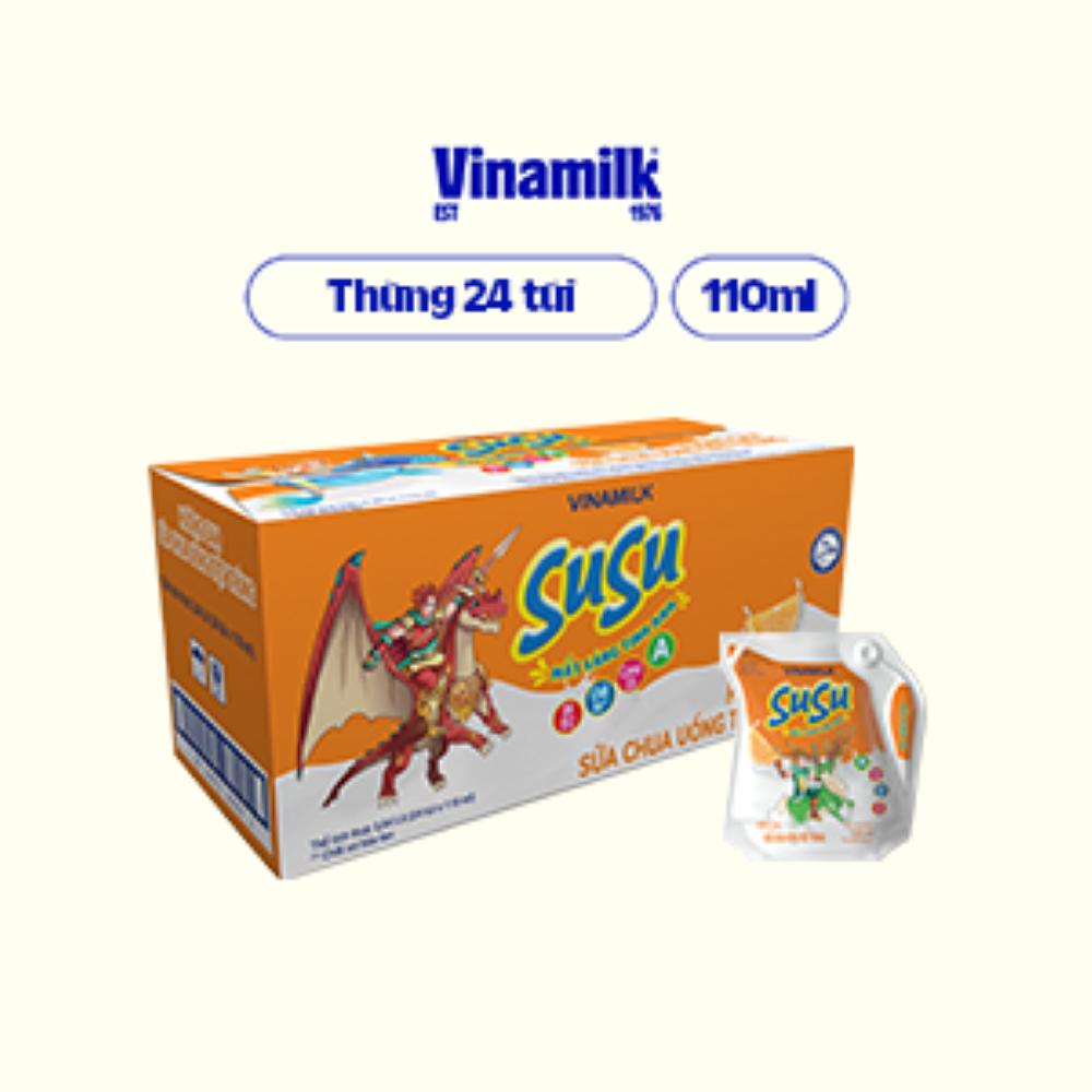 Sữa chua uống hương Cam Vinamilk Susu - Thùng 24 túi 110ml