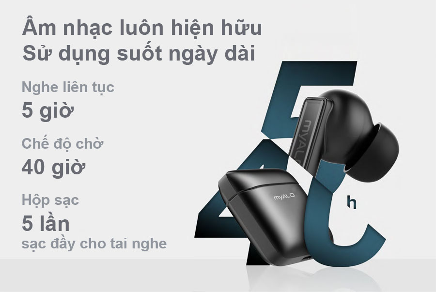 Tai nghe không dây myALO Z-One Pro: tai nghe Bluetooth 5.3; chống nước; pin 40H; điều khiển cảm ứng, thiết kế công thái học, vỏ hợp kim đúc nguyên khối