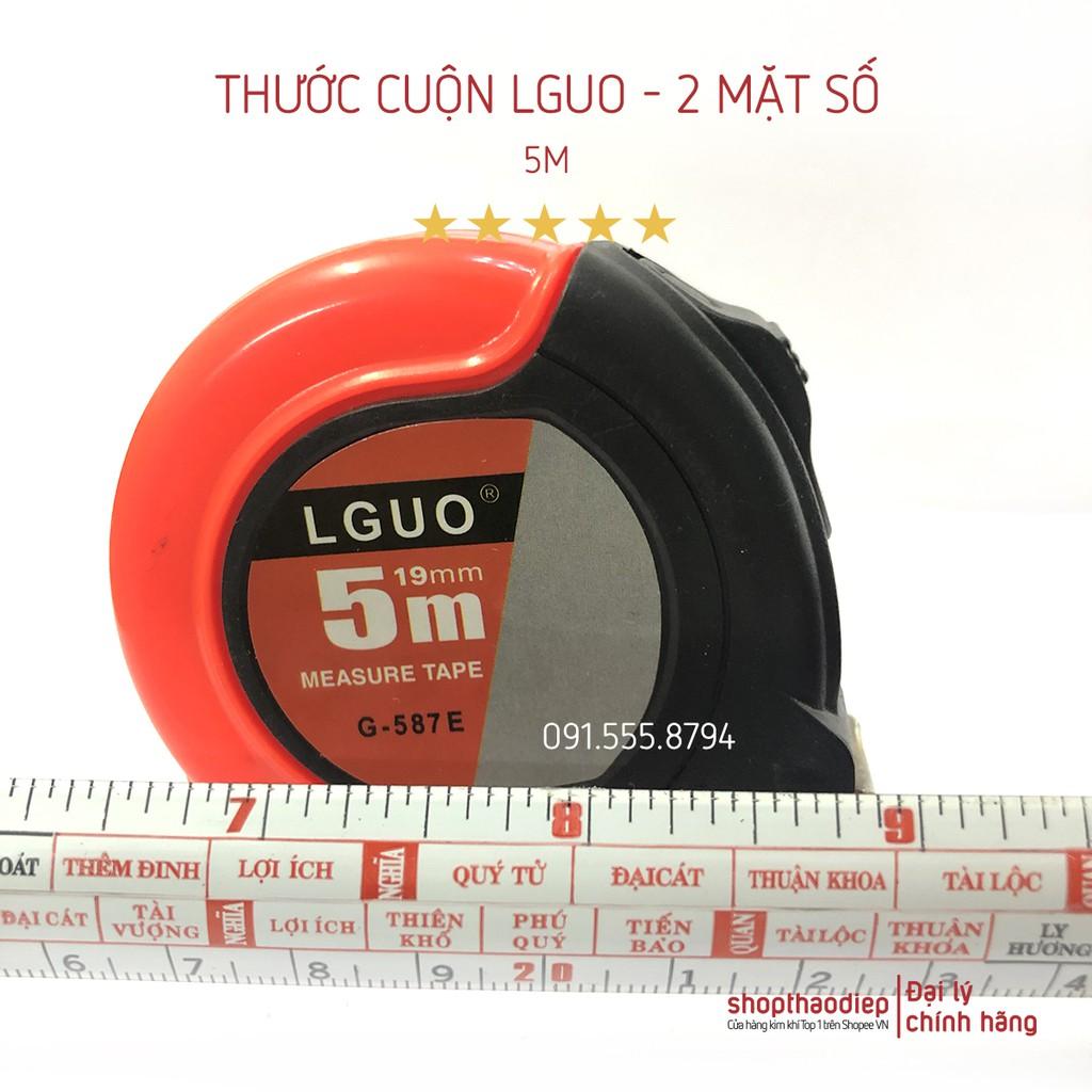 Thước Cuộn 5m - 7.5m LGUO 2 mặt số bản 25mm, Thước Dây LGUO Số To và Lỗ Ban