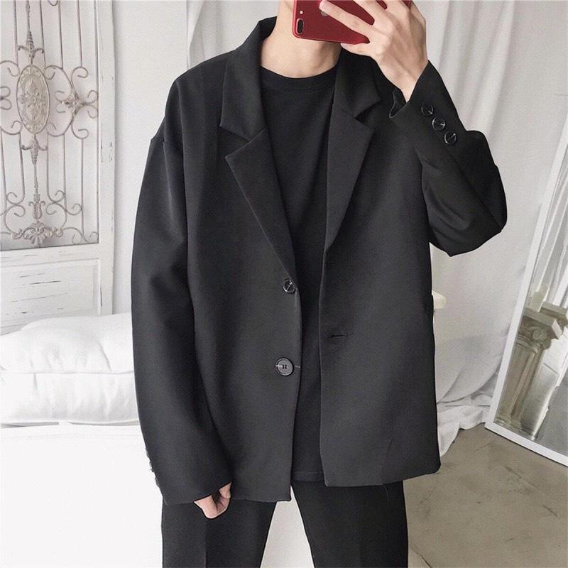 Áo khoác blazer nam form unisex kiểu dáng hàn quốc, áo khoác nam form rộng vải cotton lạnh thời trang Mantoni