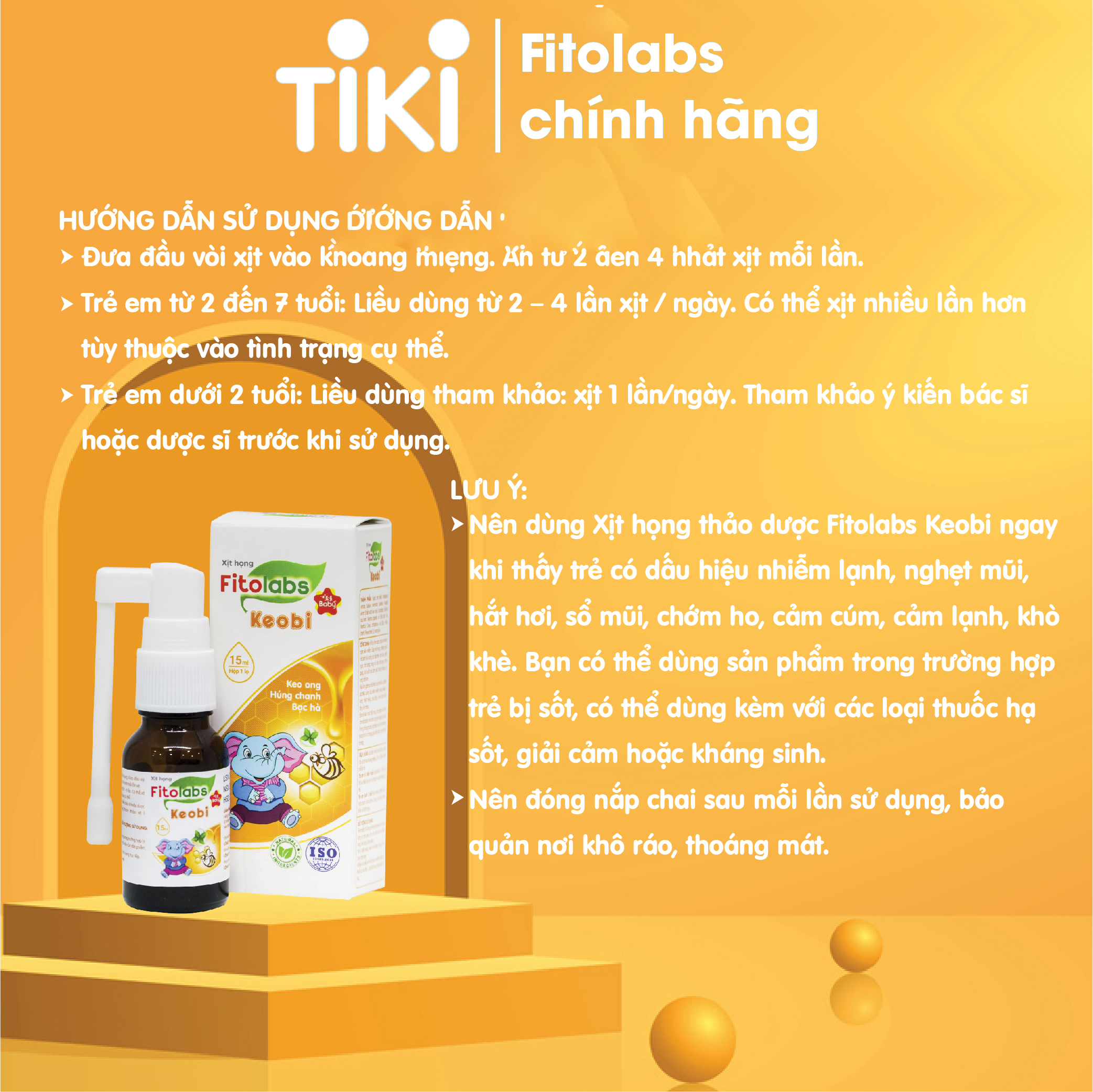 Xịt họng thảo dược Fitolabs Keobi giúp làm sạch, sát khuẩn, dịu họng, cải thiện và phòng ngừa các bệnh hô hấp trên