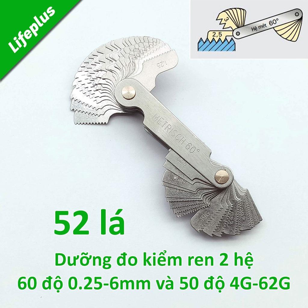 Dưỡng đo bước ren 52 lá lưỡng hệ 60° 0.25mm-6.0mm và 55° 4G-62G