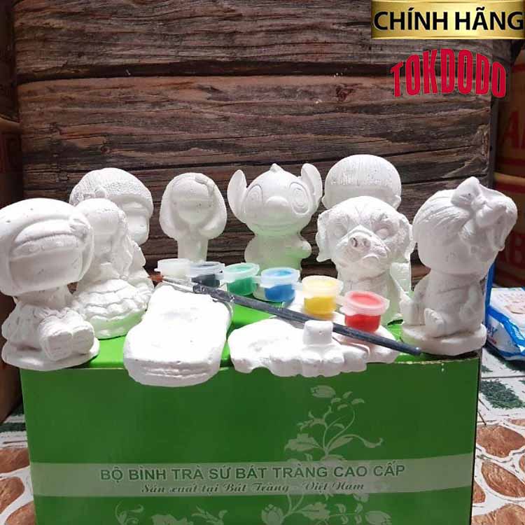 BỘ TƯỢNG TÔ MÀU THẠCH CAO COMBO 10 HÌNH TẶNG KÈM KHAY MÀU VÀ CỌ VẼ CHO BÉ SIÊU XỊN