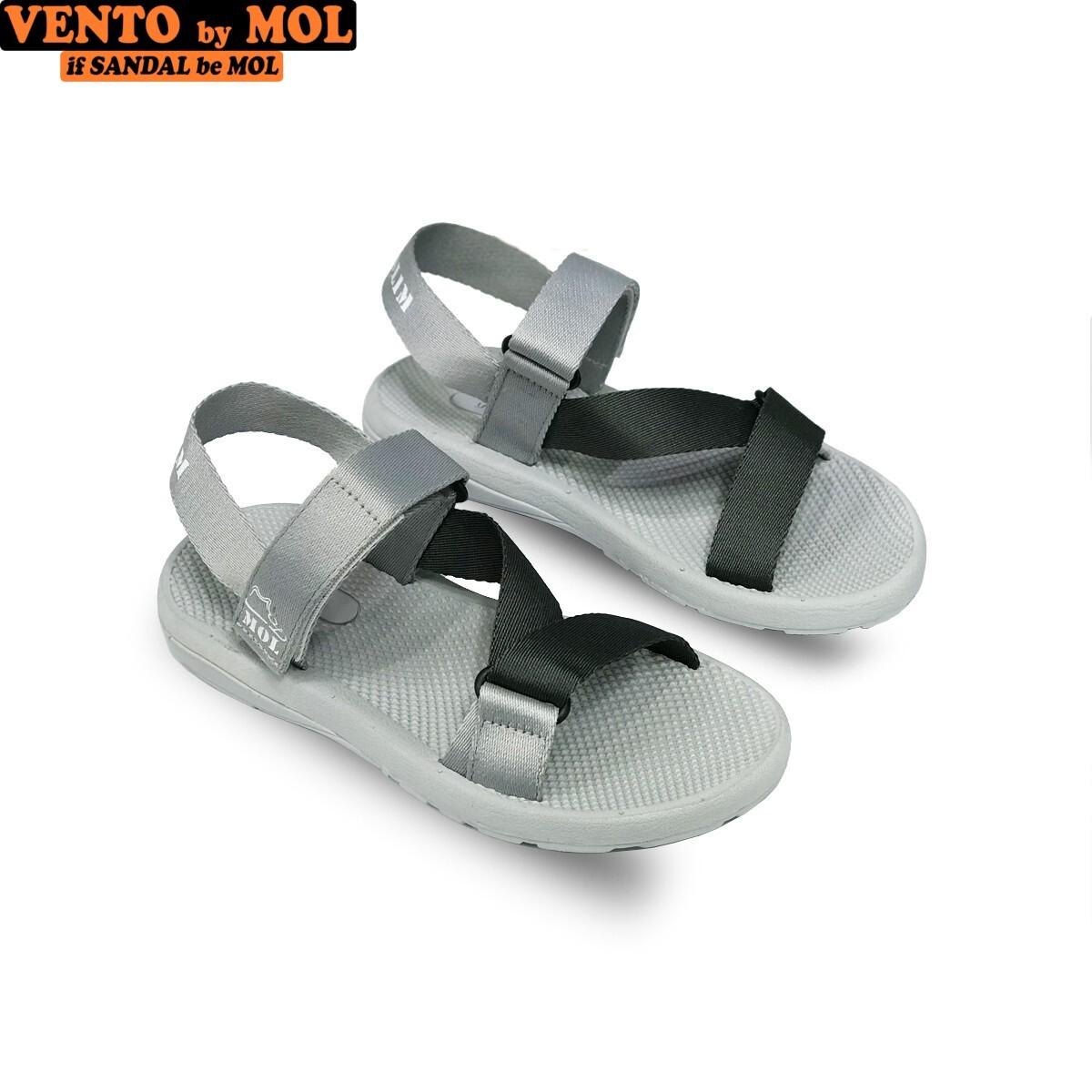 Giày sandal unisex nam nữ quai chéo vải dù đế mõng Slim có quai hậu cố định hiệu MOL mang đi học du lịch MS1166R