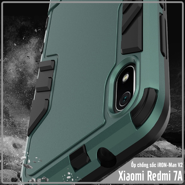 Ốp lưng cho Xiaomi Redmi 7A - iRON MAN Nhựa PC cứng viền dẻo chống sốc VER 2