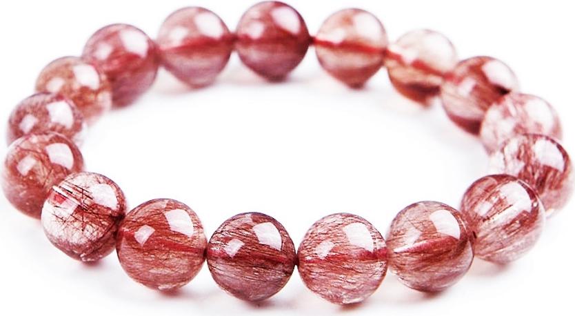 Thạch Anh Tóc Nâu Đỏ Tự Nhiên Đẹp Mê Ly 11mm - Red Brown natural Rutilated quartz