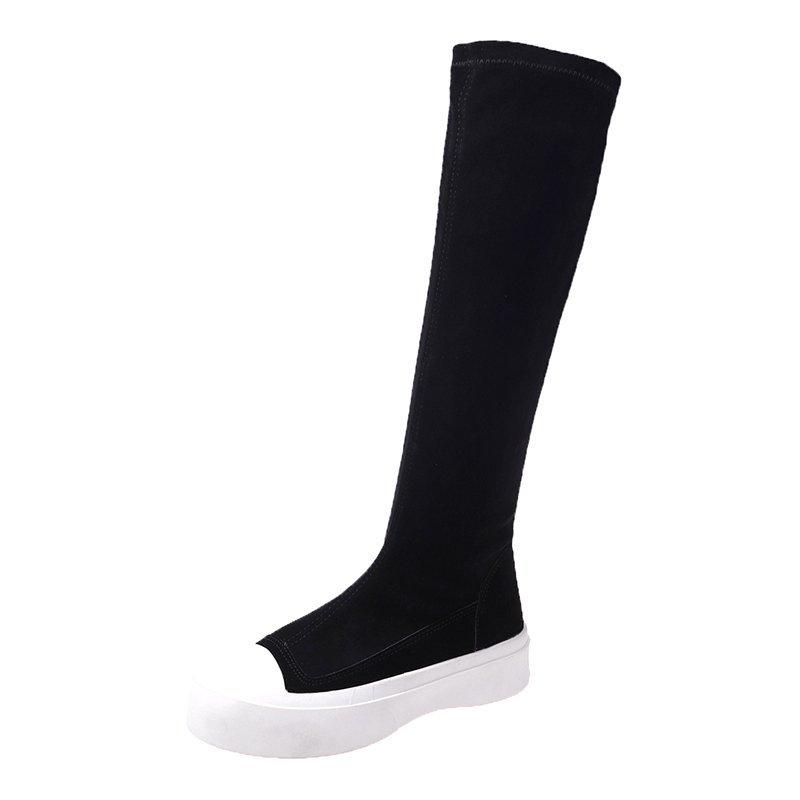 2021 Mới Mùa Thu Và Mùa Đông Dày-Đế Stovepipe Giày Dài Giày Thể Thao Và Giải Trí Slim Giày