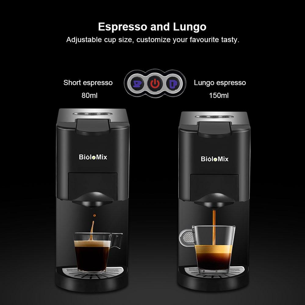 BioloMix Máy pha cafe Espresso 3 trong 1 19Bar 1450W Máy pha cafe viên nén phù hợp với Nespresso Dolce Gusto và Bột cafe