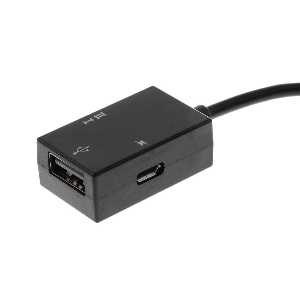 Micro USB Cable Male Host to USB Type-A & Micro USB Female OTG Adapter For Android Phone Tablet Black